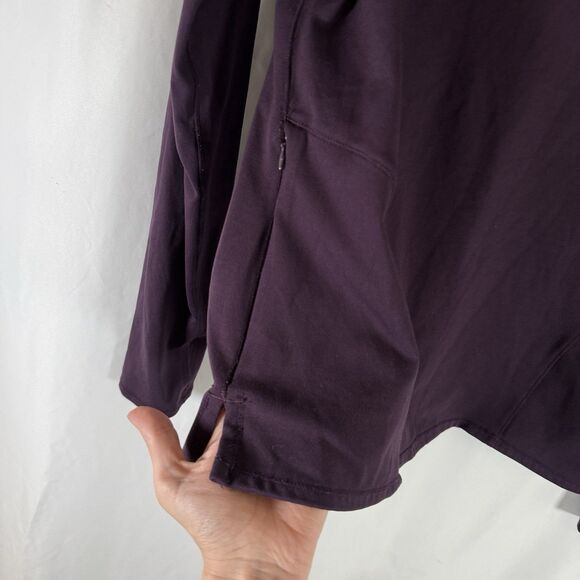 Yogalicious Lux Sweatshirt Women's Large Purple Hooded Cowl Neck Thumb Holes - Picture 4 of 10